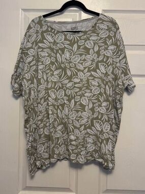 croft & barrow Olive Leaf Print Short Sleeve Tee